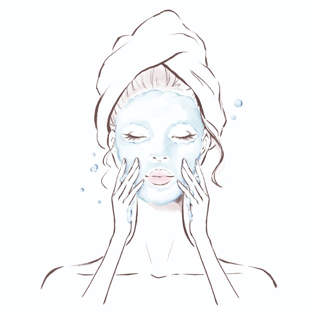 顔全体を包むように洗います